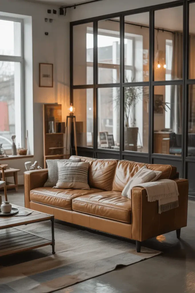Warehouse-Style with Distressed Leather Seating