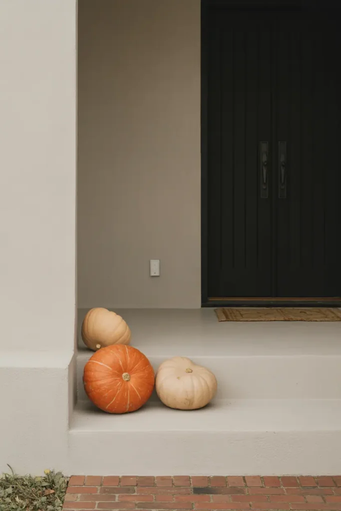 Modern minimalist pumpkin display using negative space.