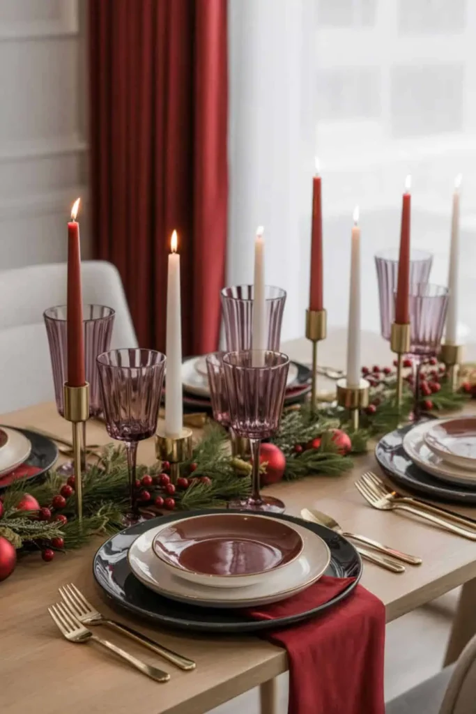 Holiday jewel tone decor adapted for multiple celebrations.