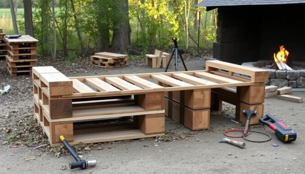 DIY pallet bench construction DIY pallet bench construction
