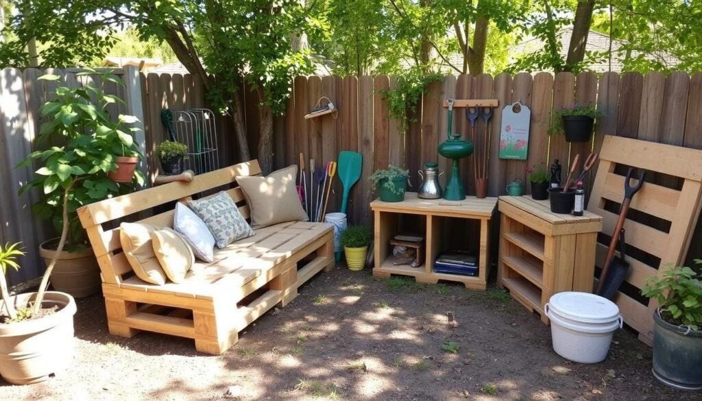 DIY pallet furniture outdoor workspace DIY pallet furniture outdoor workspace