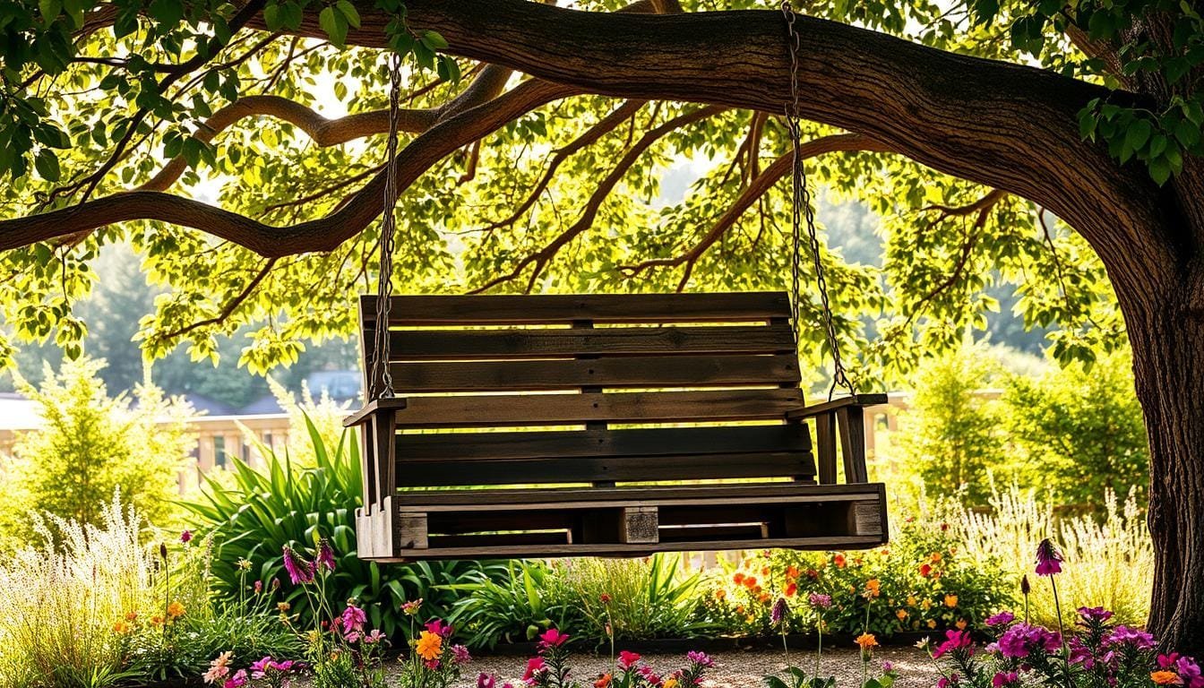 Outdoor Pallet Swing for Relaxation