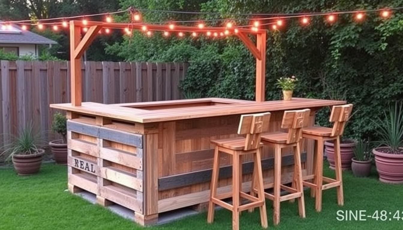 Pallet Outdoor Bar with Stools