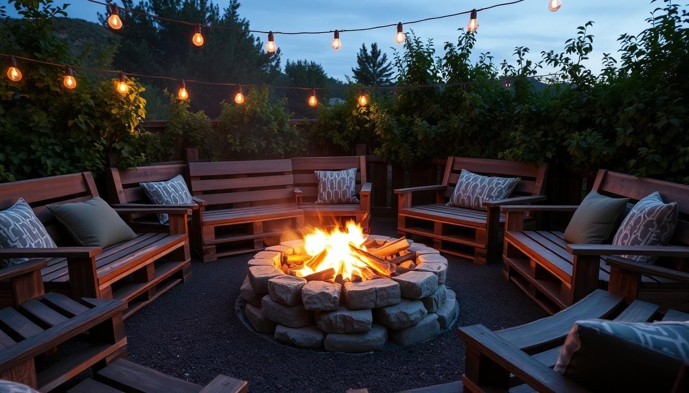 Rustic Pallet Fire Pit Seating