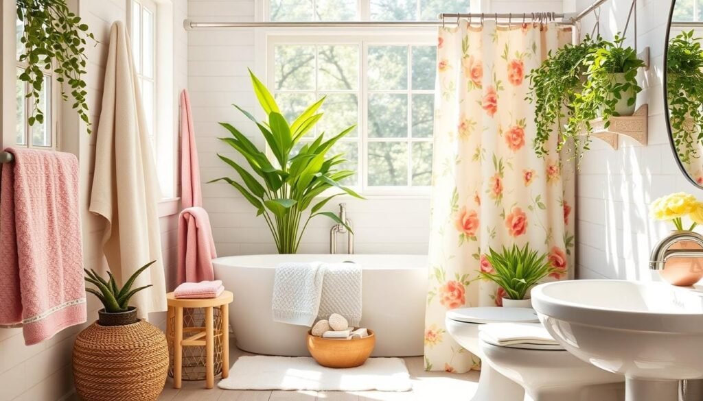colorful spring bathroom accents
