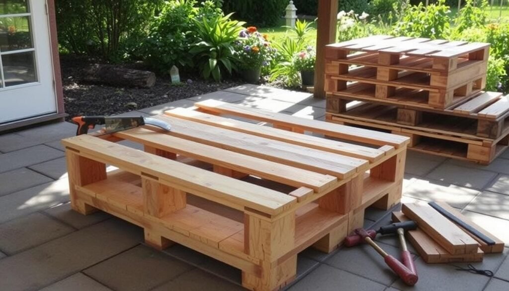pallet coffee table construction pallet coffee table construction