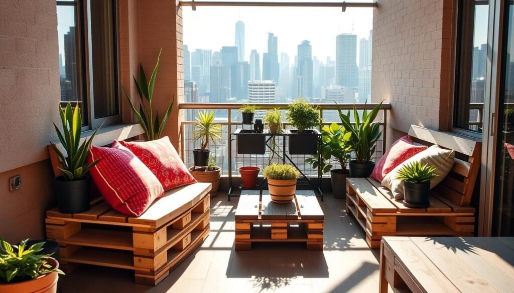 pallet furniture for small balconies pallet furniture for small balconies