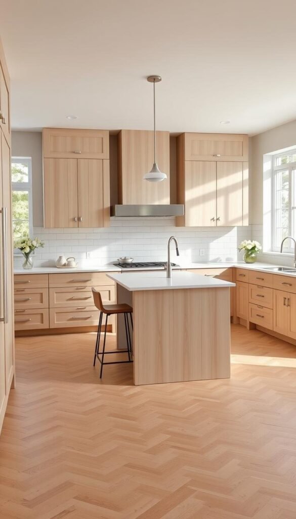 Beige kitchen cabinets in modern kitchen design