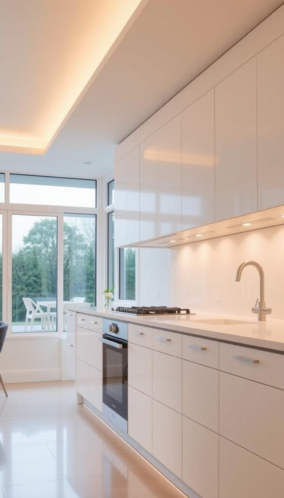 Contemporary cabinetry in a minimalist kitchen Contemporary cabinetry in a minimalist kitchen
