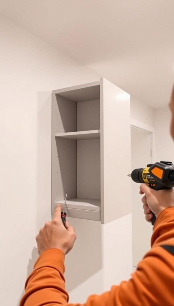 Installing wall mounted storage Installing wall mounted storage