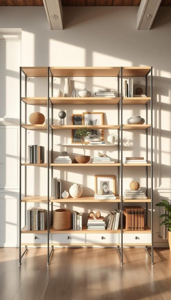 Open shelving organization Open shelving organization