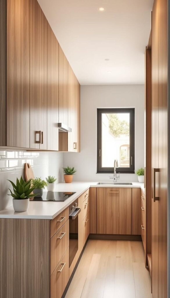 Taupe kitchen cabinets in small space Taupe kitchen cabinets in small space