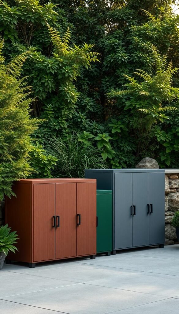 Weather-resistant outdoor cabinets in various colors Weather-resistant outdoor cabinets in various colors