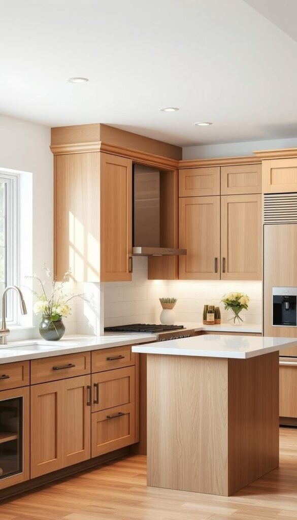 White oak kitchen cabinets paired with premium countertop options White oak kitchen cabinets paired with premium countertop options