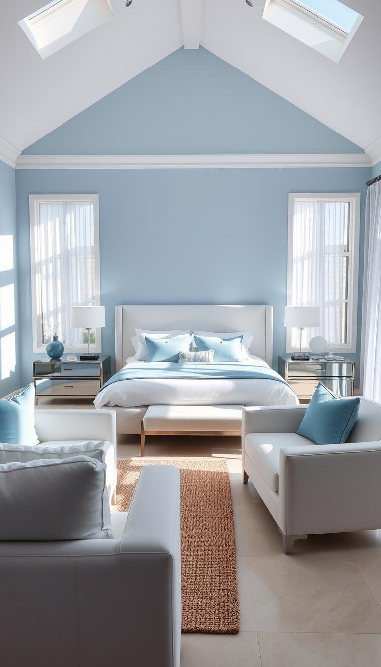 blue and white bedroom