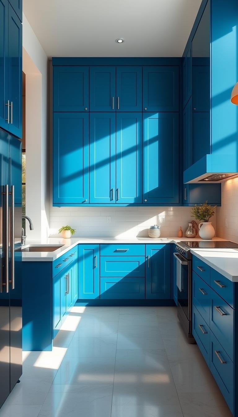blue kitchen cabinets