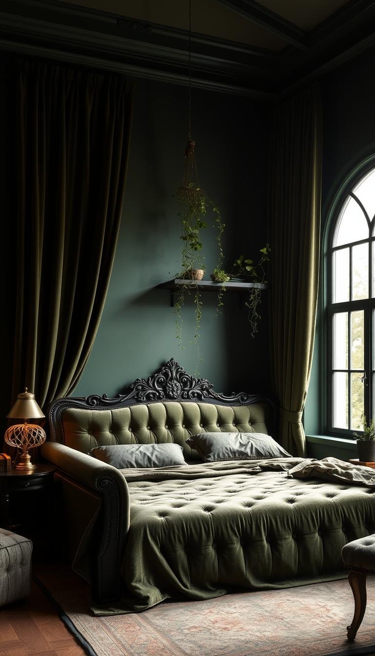 dark green bedroom