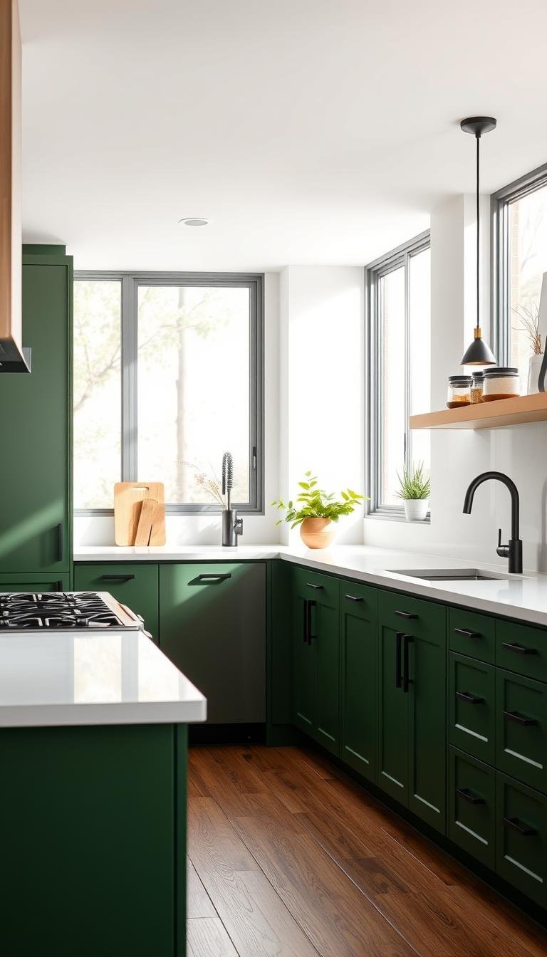 green kitchen cabinets