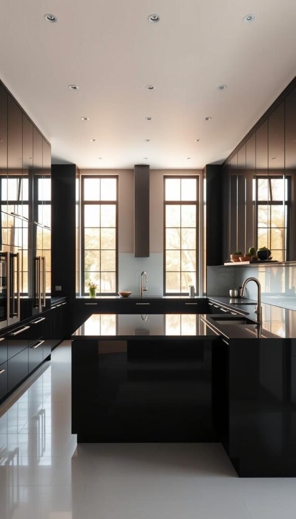 modern black kitchen cabinets in a contemporary space modern black kitchen cabinets in a contemporary space