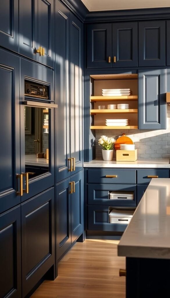 navy kitchen cabinets with trendy kitchen storage solutions navy kitchen cabinets with trendy kitchen storage solutions