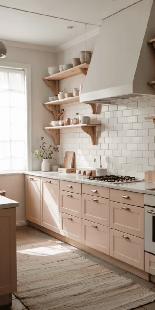 pink kitchen cabinets design
