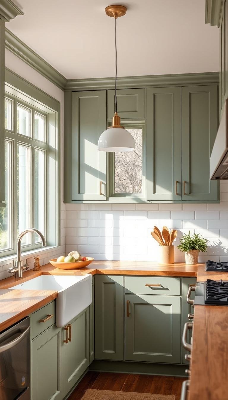 sage green kitchen cabinets