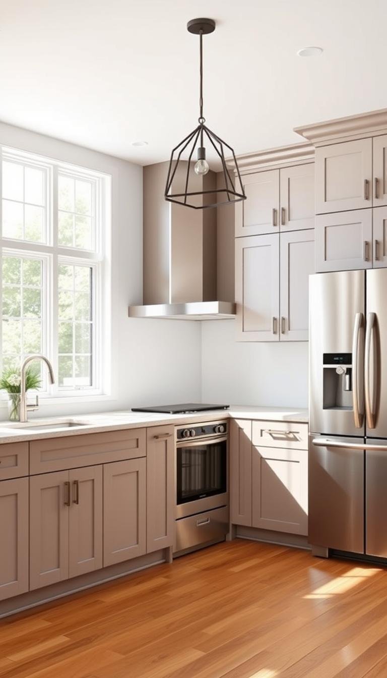 taupe kitchen cabinets