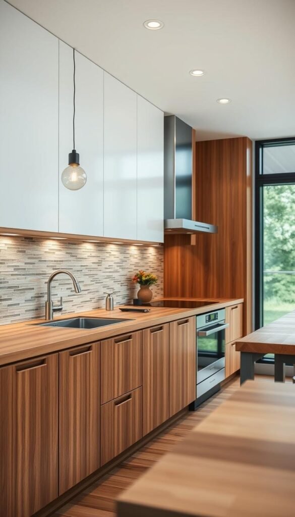 two tone kitchen inspiration with wood and synthetic materials two tone kitchen inspiration with wood and synthetic materials