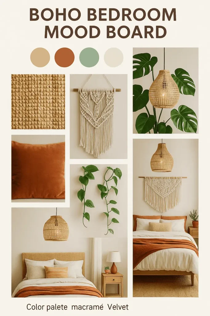 boho bedroom moodboard
