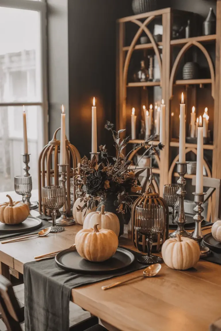 Creepy Yet Chic Wooden Table Centerpieces for Halloween Parties 🎃🕯️