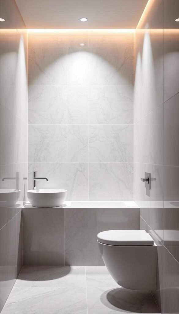 A well-lit bathroom with sleek, modern wall tiles in a soothing color palette. The tiles are arranged in a geometric pattern, creating a visually striking and harmonious composition. The tiles have a subtle texture that catches the light, adding depth and visual interest. The lighting is soft and indirect, creating a warm, inviting atmosphere. The tiles extend from the floor to the ceiling, creating a seamless, cohesive look. The overall scene conveys a sense of tranquility and relaxation, perfectly complementing the article's focus on transformative bathroom tile designs. A well-lit bathroom with sleek, modern wall tiles in a soothing color palette. The tiles are arranged in a geometric pattern, creating a visually striking and harmonious composition. The tiles have a subtle texture that catches the light, adding depth and visual interest. The lighting is soft and indirect, creating a warm, inviting atmosphere. The tiles extend from the floor to the ceiling, creating a seamless, cohesive look. The overall scene conveys a sense of tranquility and relaxation, perfectly complementing the article's focus on transformative bathroom tile designs.