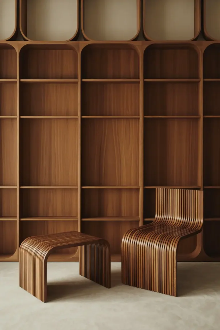 Neo Deco Wood Furniture with Sculptural Lines