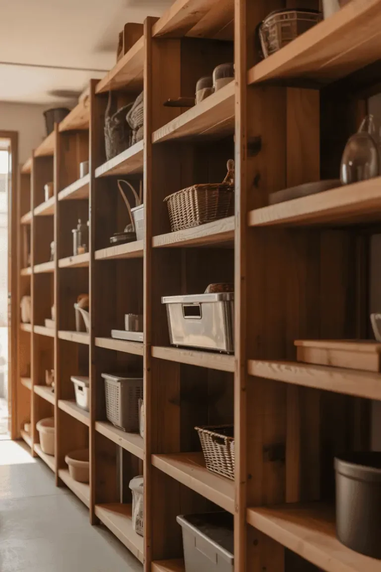 Rustic Wood Storage Shelving